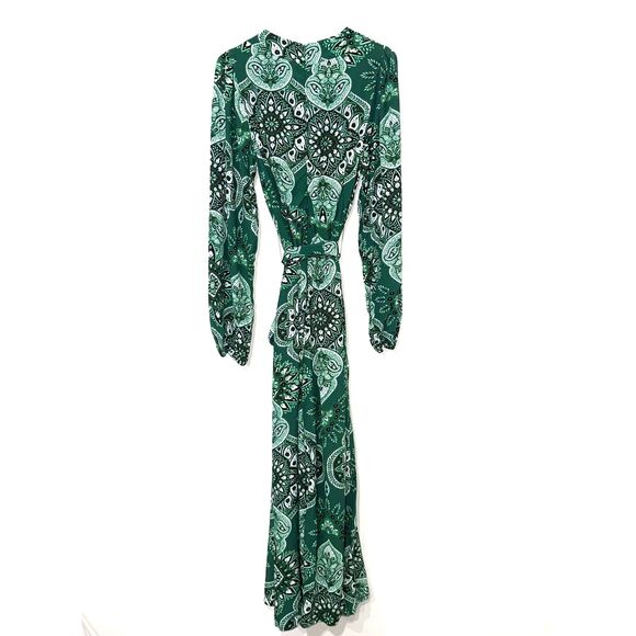 Karen Millen Petite Paisley Printed Morocain Woven Jumpsuit - Green 8 - Picture 5 of 12